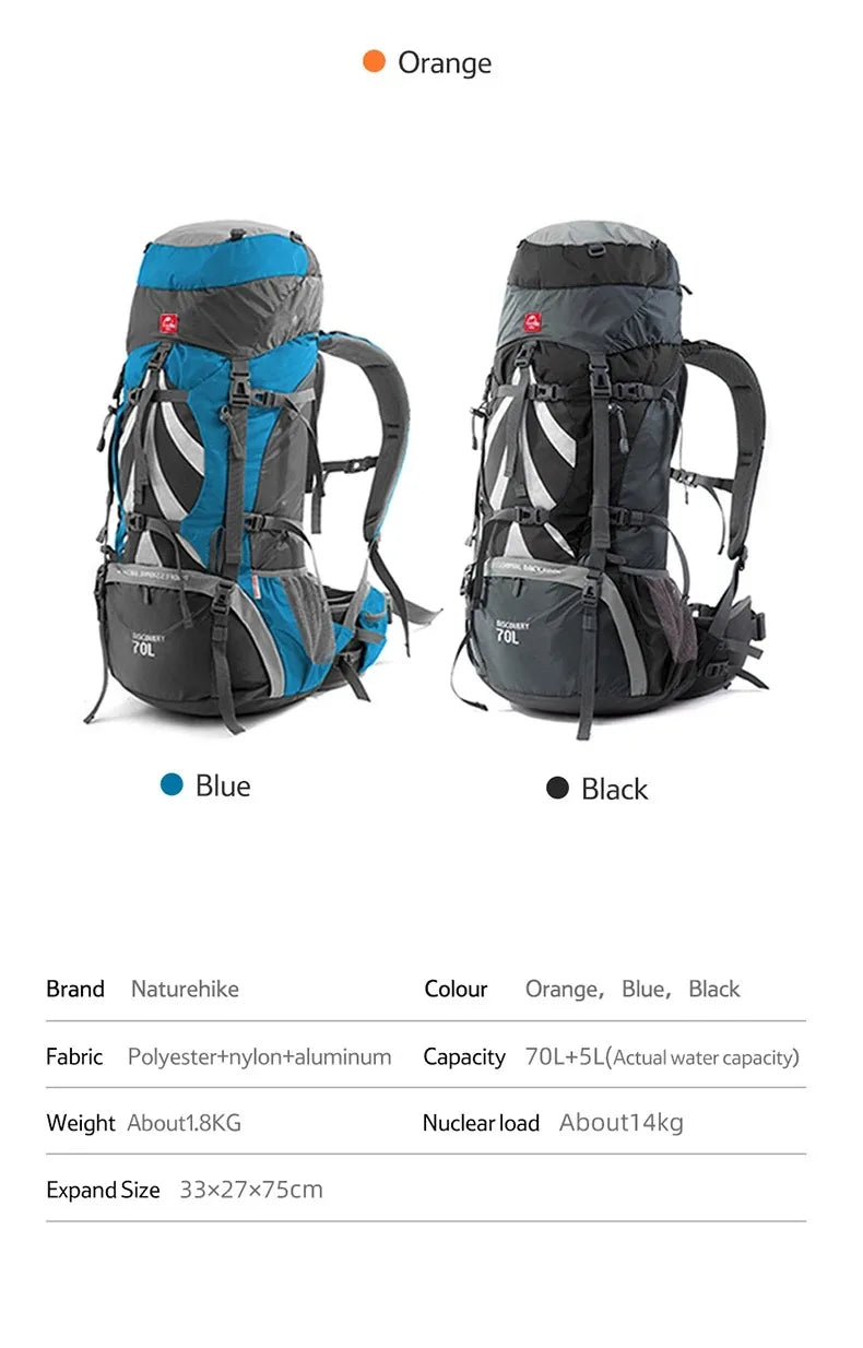 Mochila Discovery 70 litros + 5 Naturehike