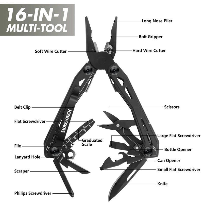 Alicate Canivete Multitool Swiss Tech 16 Funções